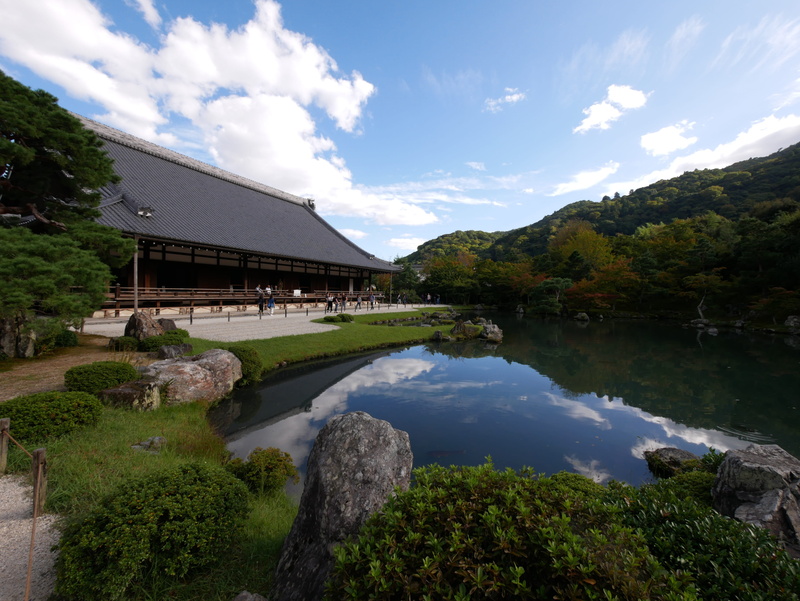 water, sky, architecture, scenics - nature, building exterior, beauty in nature, reflection, tree, arashiyama, built structure, tranquility, tenryuji, 4K