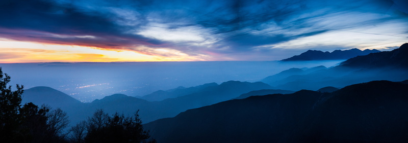 dusk, california, body, mountains, city, nature, fog, near, scenics, 8K, water, landscape, mountain Peak, merge, 50m, mountain, San Bernadino, National Forest
