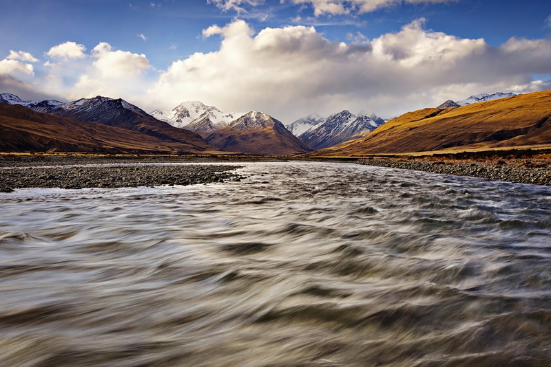 lake tekapo, sky, snow, South Island NZ, gorge, Sibbald, New Zealand  South  Island, mountain, daytime, scenics, Mountains, outdoors, running  water, 480P
