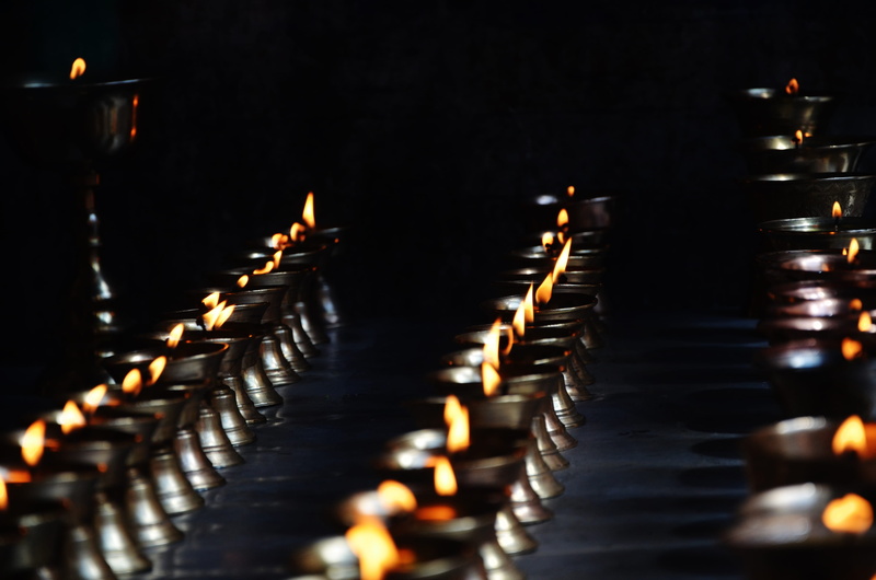 belief, fire, dark, monastery, in a row, illuminated, 4K, buddhism, candle, lamps, burning, temple, oil lamps, leh, religion, lighting equipment, nature