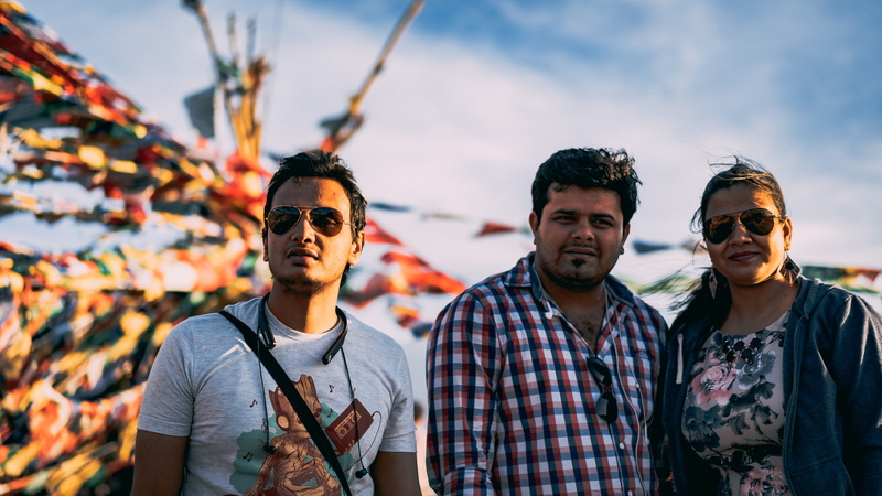 focus on foreground, people, male friendship, sony, accessories, trek, standing, men, outdoors, accessory, friendship, leh, portrait, trekking, glasses