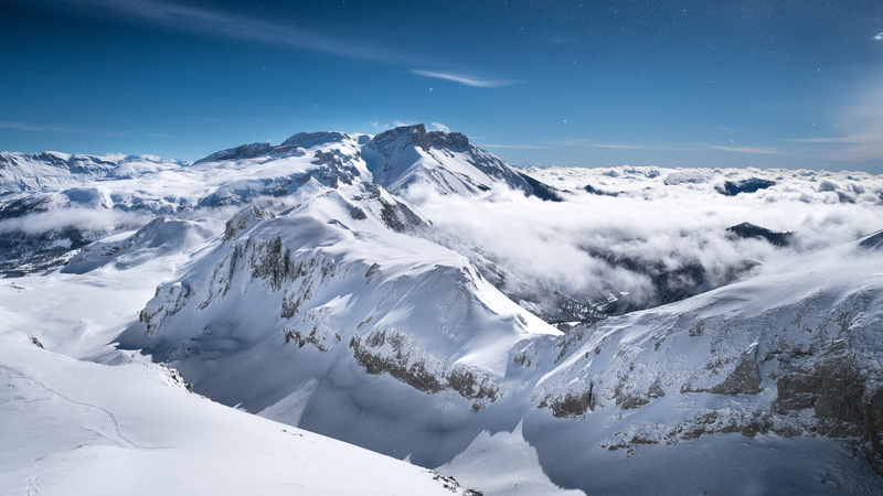 cloud - sky, cold temperature, mountain peak, mountain, snowcapped mountain, pine tree, tranquil scene, beauty in nature, cloud, coniferous tree, 4K, white color