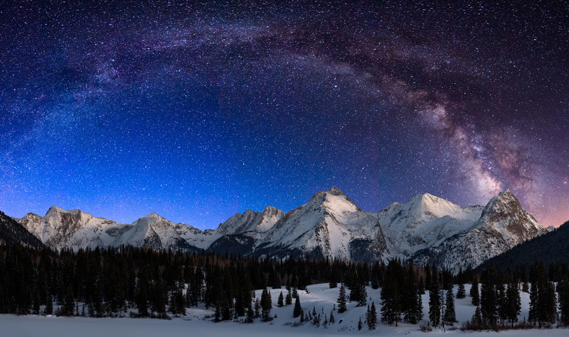 star - space, Nightscape, Durango, Snow, Grenadier, San, snowcapped mountain, Garfield, Peak, Range, Lake, sky, Juan, mountain range, beauty in nature