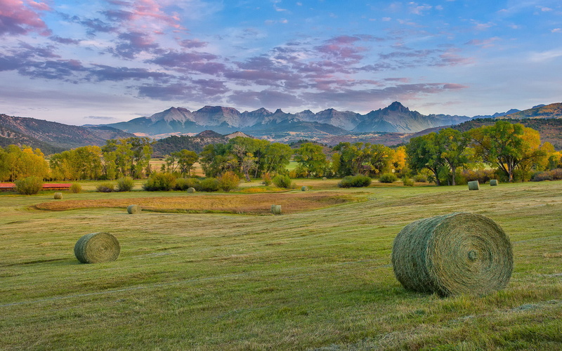 juan, silage, ball, colorado, summer, hd, grass, roll, 2K, meadow, field, mountains, green, san
