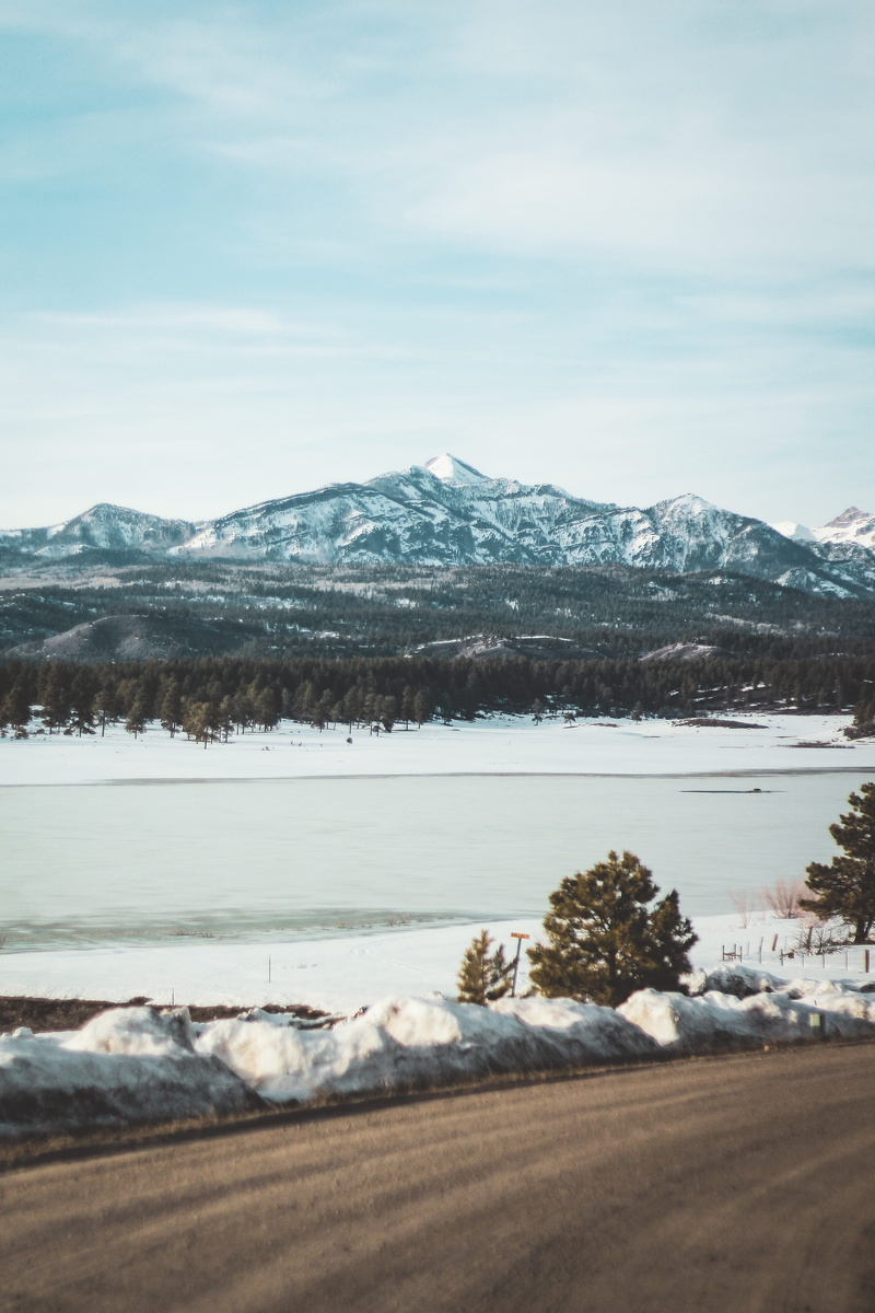 no people, environment, springs, cloud - sky, beauty in nature, tree, scenics - nature, tranquil scene, mountain, winter, road, glacier, lake, sky, snow