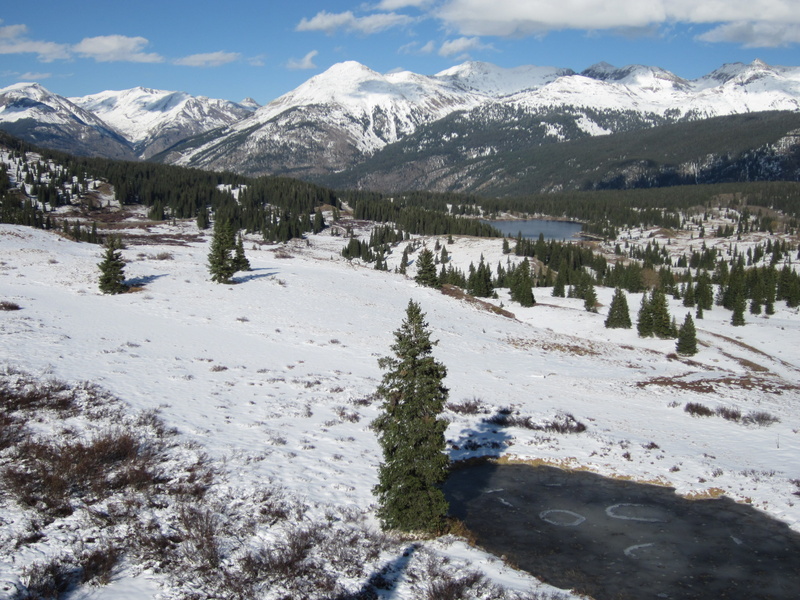 scenics - nature, cloud - sky, mountain peak, wintertime frozen mountain lakes, day, united states, sky, 4K, san juan mountains, snowcapped mountain, tree