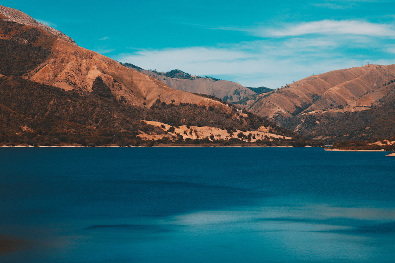 dominican republic, environment, snow, water, land, mountain, scenics - nature, surrounded, 4K, sky, lake, tranquility, brown, canyon, mountain range