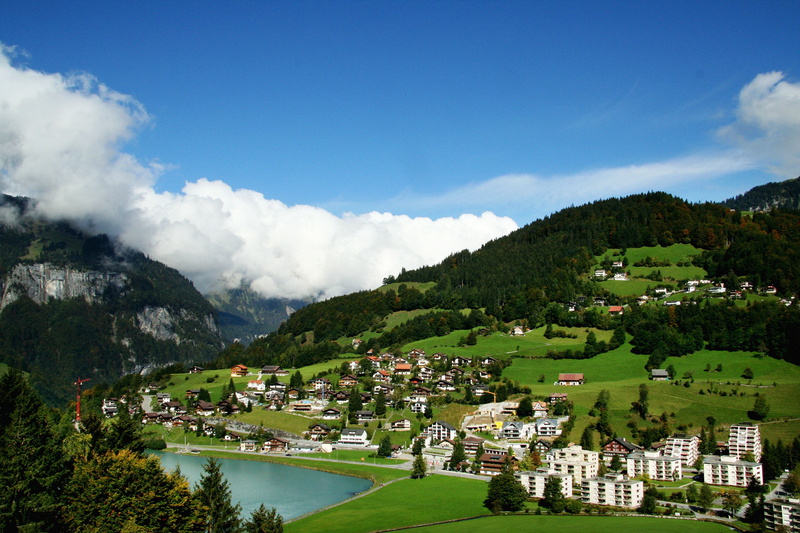 nature, prairie, blossoming, tree, titlis, ice melt, forest, town, switzerland, lake, land, water, beauty in nature, village, city, residential district
