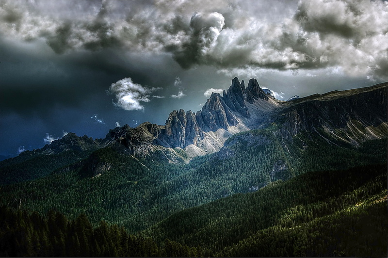 storm, belluno, thunderstorm, alpine, mountain range, vision, dolomites, unesco world heritage, summer, scenics - nature, rock, coniferous tree, sky, alm