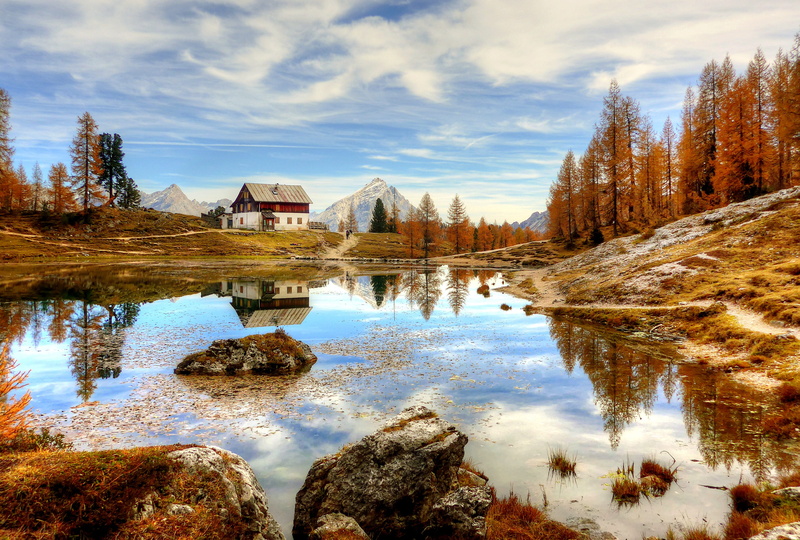 building, cloud - sky, hike, vacations, vision, scenics - nature, belluno, tranquil scene, italy, hiking, water, sky, built structure, alm, unesco world heritage