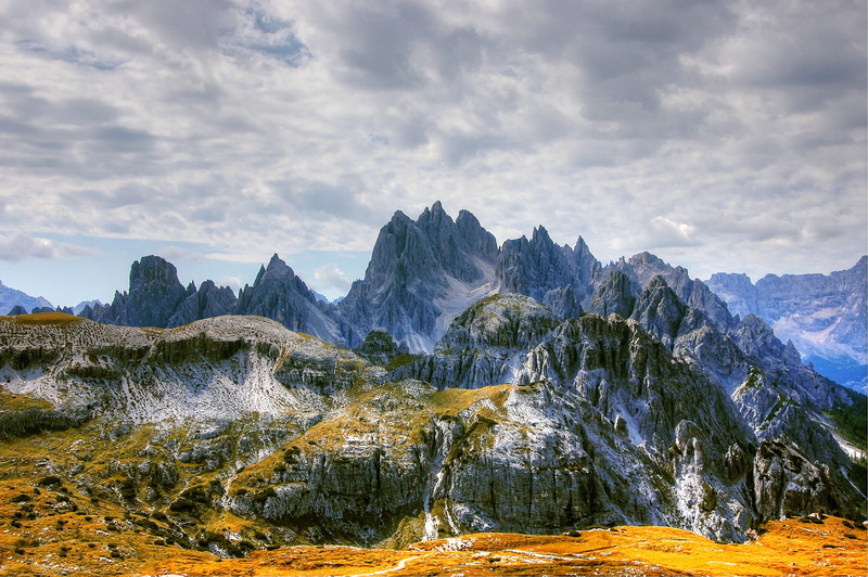 unesco world heritage, hiking, nature, landscape, snow, tranquility, south tyrol, view, italy, scenics, cloud - sky, land, sky, coniferous tree, mountain hiking