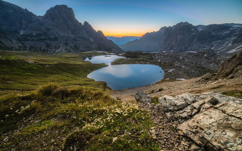 sky, 4K, idyllic, italy, cloud - sky, desktop, tyrol, known, winter, nature, sexten, water, environment, sunset, mountain range, village, tranquil scene