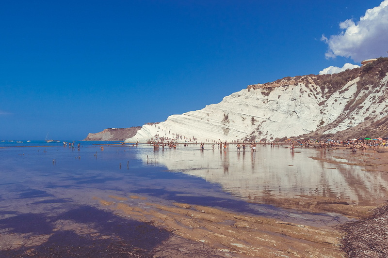 day, nature, 1080P, scenics - nature, environment, land, scala dei turchi, blue, no people, tranquil scene, beach, mountain, sky, tranquility, reflection