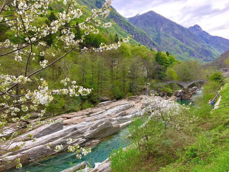 village, places of interest, construction, glacier, mountains, path, green, bridge, land, summer, scenics - nature, spring, waters, nature, landscape, more