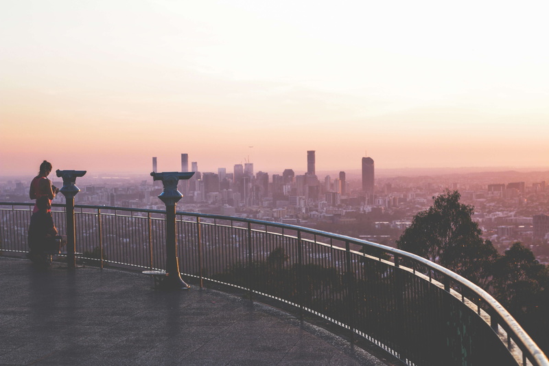 building, brisbane, city, 5K, fence, lady, skyscraper, travel, outdoors, architecture, nature, adventure, standing, city life, tower, transportation, sunset