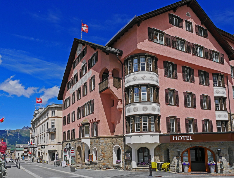 incidental people, street, travel destinations, tourism, day, pontresina, national pride, cloud - sky, svizzera, switzerland, 4K, outdoors, city, built structure