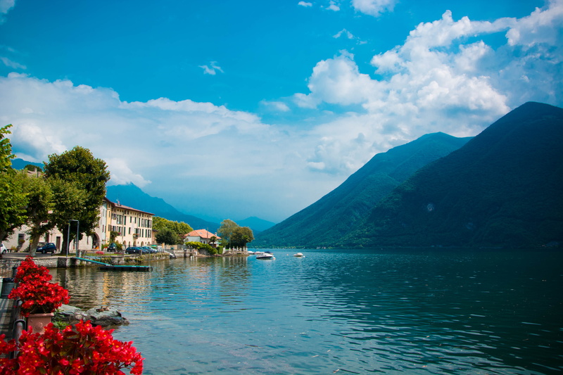 tree, nature, building exterior, beauty in nature, cima, color, lugano, built structure, cloud - sky, plant, outdoors, mountain, sky, mountain range, lake