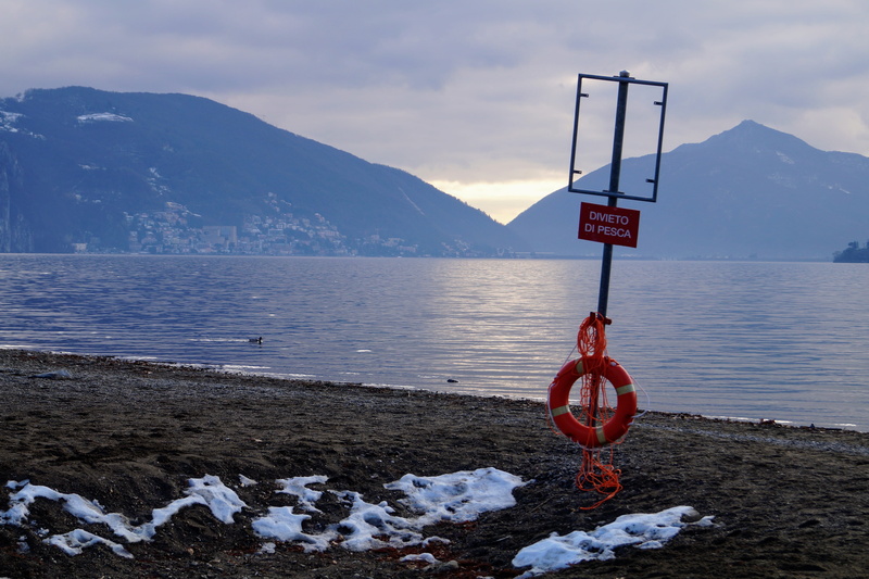 sign, water, sky, life belt, cold temperature, switzerland, beauty in nature, snow, outdoors, tranquility, nature, non-urban scene, winter, tranquil scene