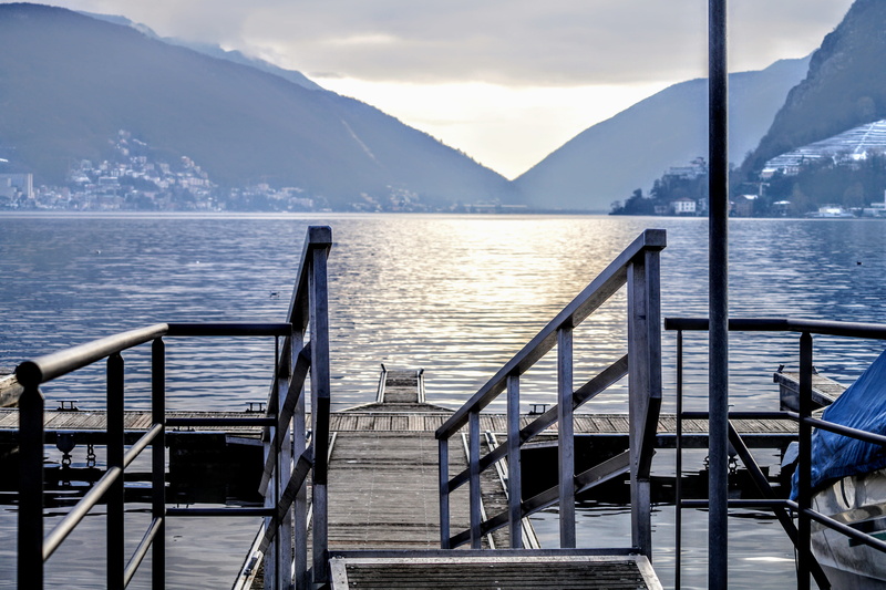 idyllic, mountain, sea, no people, outdoors, lugano, sky, cloud - sky, architecture, tranquil scene, railing, day, beauty in nature, non-urban scene, 5K