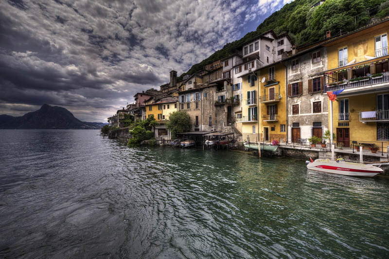 HDR, Gandria, Switzerland, 4K, Lake Lugano, lake