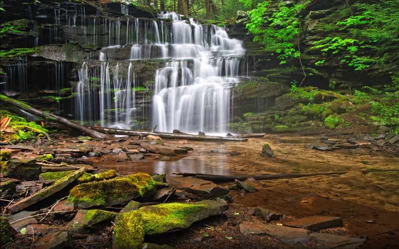 solid, desktop, rock - object, beauty in nature, long exposure, land, united, rosecrans, forest, waterfall, rainforest, rock, county, flowing, blurred motion