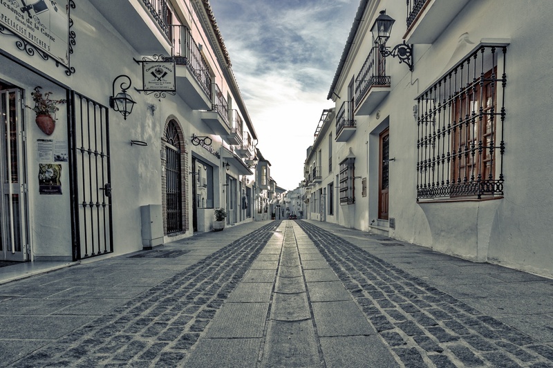 city, cloud - sky, houses, transportation, building, direction, cultures, architecture, alley, mijas, town, urban Scene, andalusia, building exterior, no people