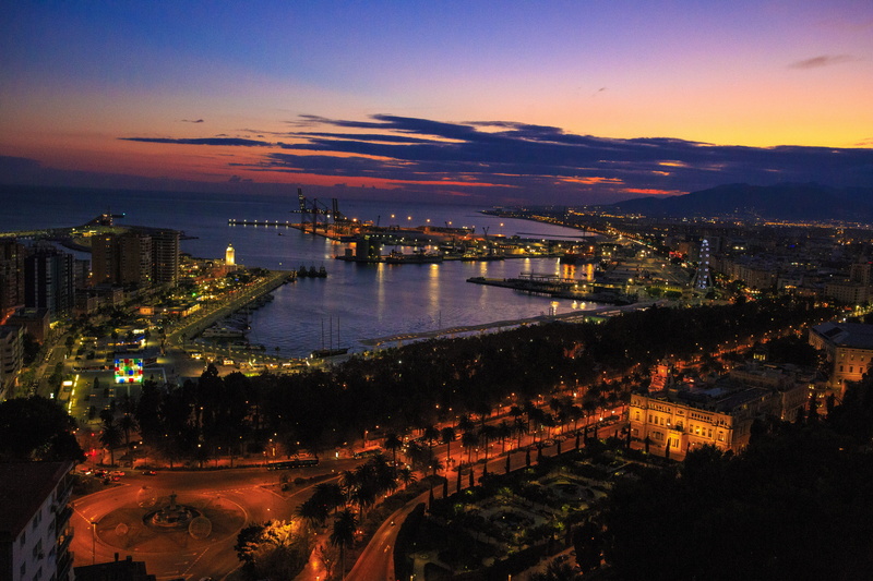 skyscraper, costa de sol, building exterior, office building exterior, malaga, 5K, dusk, view, transportation, panorama, cloud - sky, high angle view