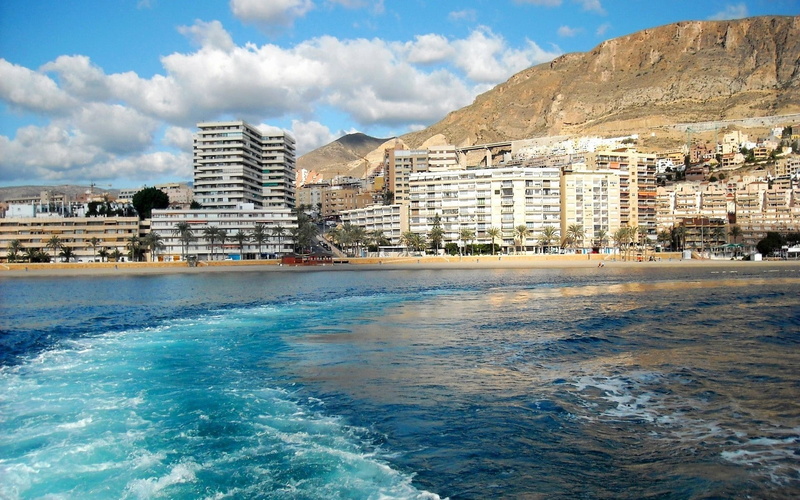 white, mediterranean Sea, travel, scenics, sea, building, water, spain, buildings, day, blue, no people, built Structure, coastline, building Exterior