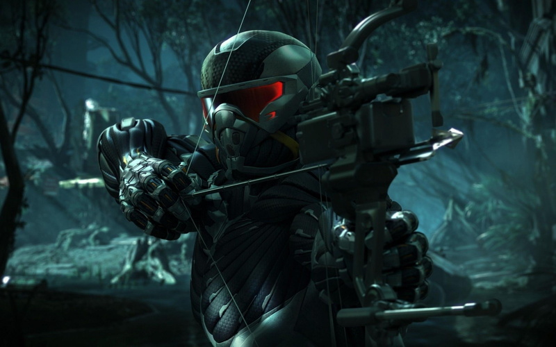 compound, bow, games, black, set, holding, male, game, illustration, armor, crysis, 2K