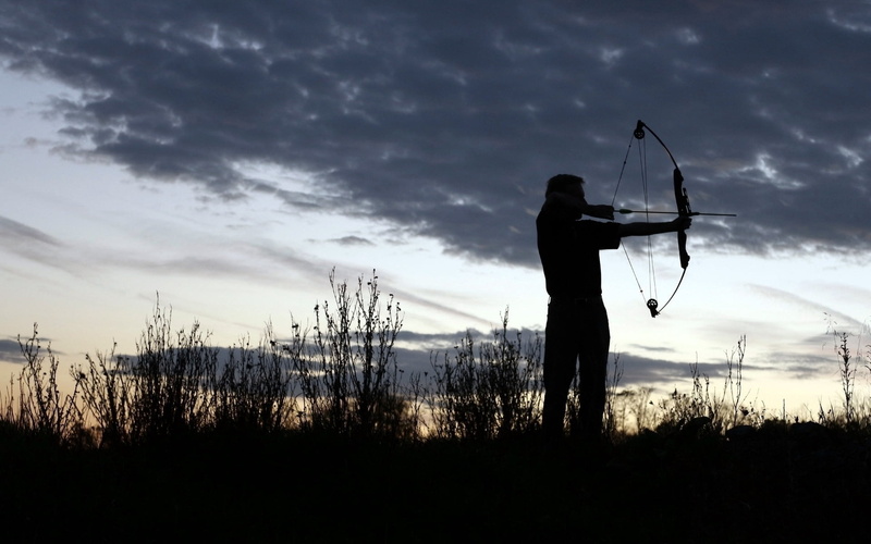 fisherman, dusk, archery Bow, compound, summer, one Man Only, hunting, one Person, sunset, plant, outdoors, standing, real people, cloud - sky, 1080P