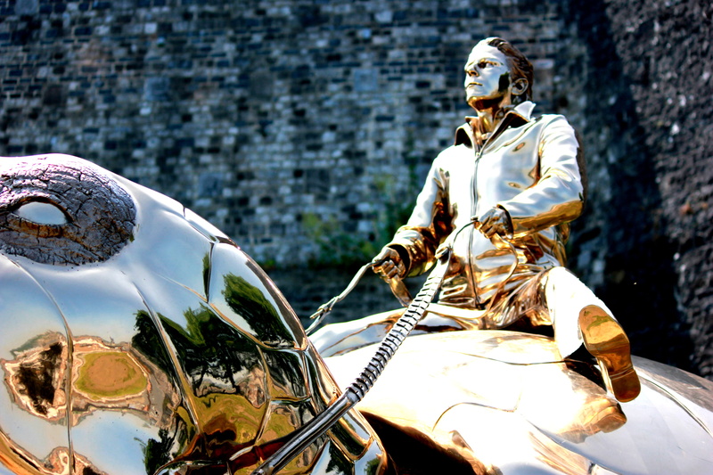representation, human representation, mode of transportation, figurine, art and craft, nature, outdoors, three quarter length, car, utopia, focus on foreground