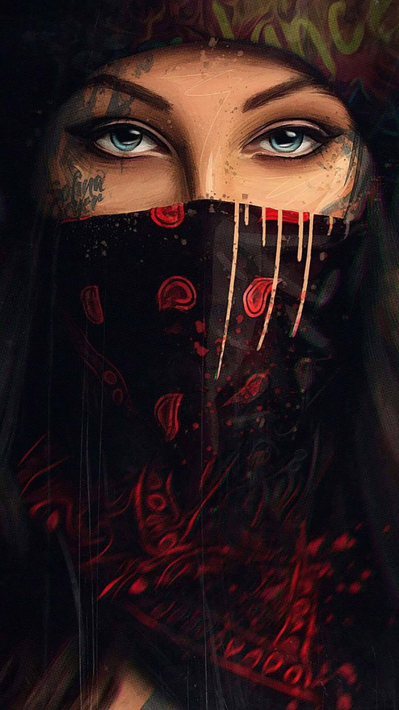 Max Twain, blue eyes, tattoo, artwork, bandanas, 1080P, face, looking at viewer