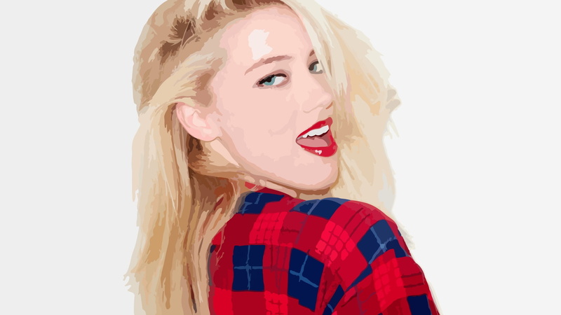 artwork, Terry Richardson, 1080P, vector art, looking at camera, Amber Heard, studio shot, hair, indoors, portrait, vector, blond hair, one person, lifestyles