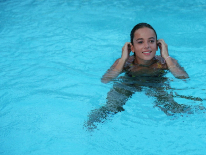 clothing, happiness, swimming pool, beautiful woman, enjoyment, outdoors, portrait, Alizee, nature, one person, leisure activity, swimming, hair, positive emotion