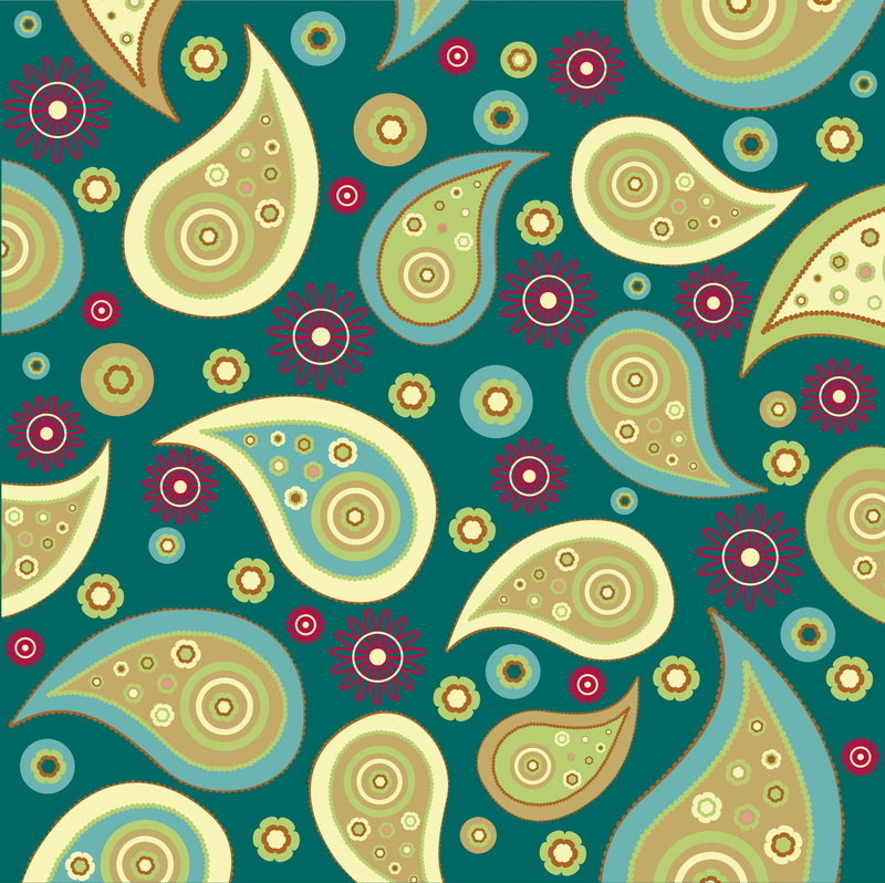 background, green, patter, Paisley, design, 1080P