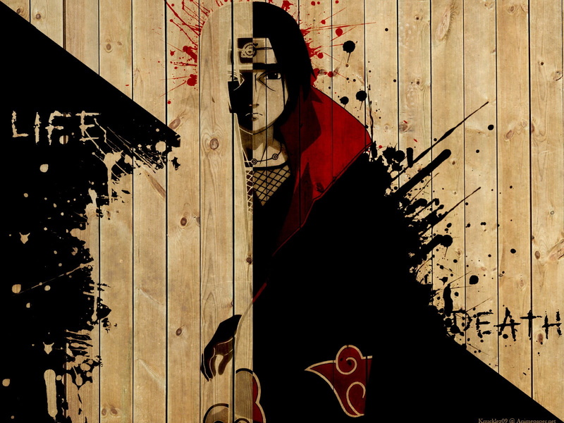 directly above, text, flooring, paint splatter, day, Akatsuki, wood, red, wood - material, lifestyles, Uchiha Itachi, Naruto Shippuuden, real people, shadow