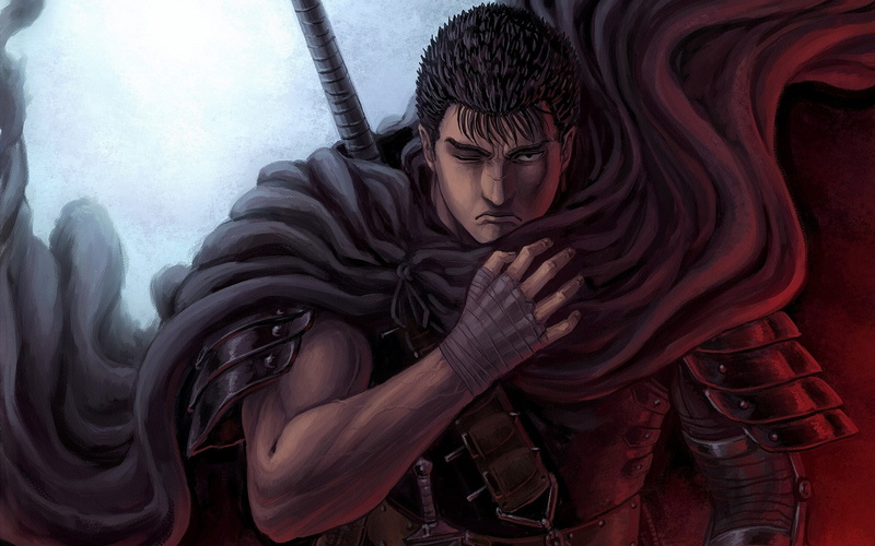 1080P, armor, short hair, fantasy art, warrior, anime boys, black hair, Berserk, anime, Guts
