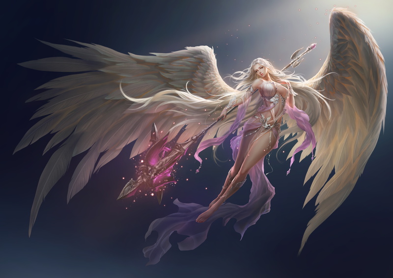 background, 5K, girl, angel, league of angels, fortuna, wings