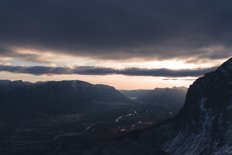 sunrise, 8K, valley, Canada, landscape, sky, clouds, nature, Ha Ling Peak