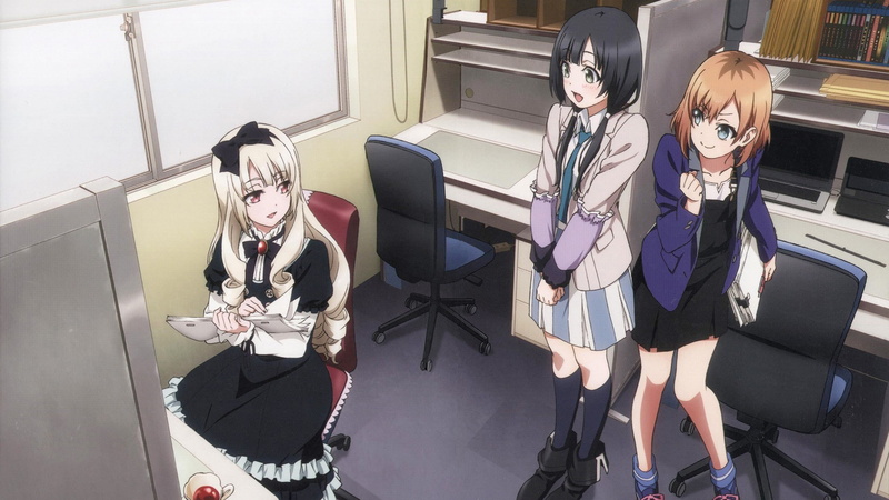 Ogasawara Rinko, long hair, 1080P, Yasuhara Ema, Shirobako, anime, anime girls, Miyamori Aoi, miniskirt, group of women
