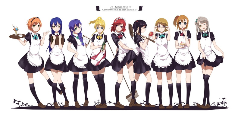human representation, Anime, uniform, Nico Yazawa, standing, Blue Eyes, Purple Eyes, Maki Nishikino, Blue Hair, Love Live!, Green Eyes, table, costume