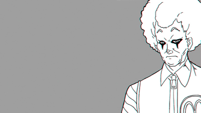 Ronald McDonald, Simple Background, 1080P, shirt, Clowns, Chromatic Aberration