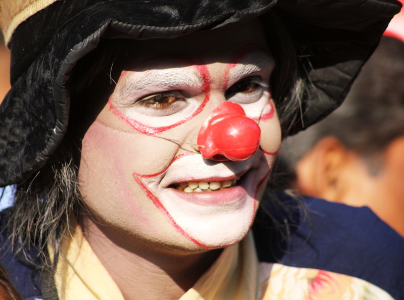 people, smile, carnival, costume, party, hat, emotion, 4K, face, red, expression, humor, human face, adult, paint, performer, clown, event, carnival - celebration event