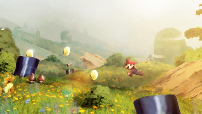 games, super, game, 1080P, illustraiton, mario, painting, 1920x1080