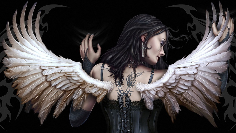  winged, Gothic, Wings, Angel, Halloween, woman, Dark, Fallen Angel, 1080P