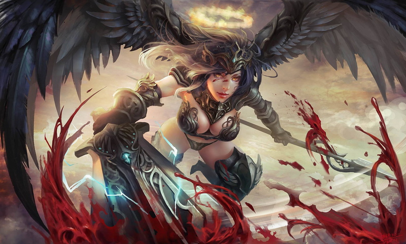 evil, nature, creativity, real people, carnival - celebration event, elegance, halo, backgrounds, adult, angel, horror, art, young women, beautiful woman