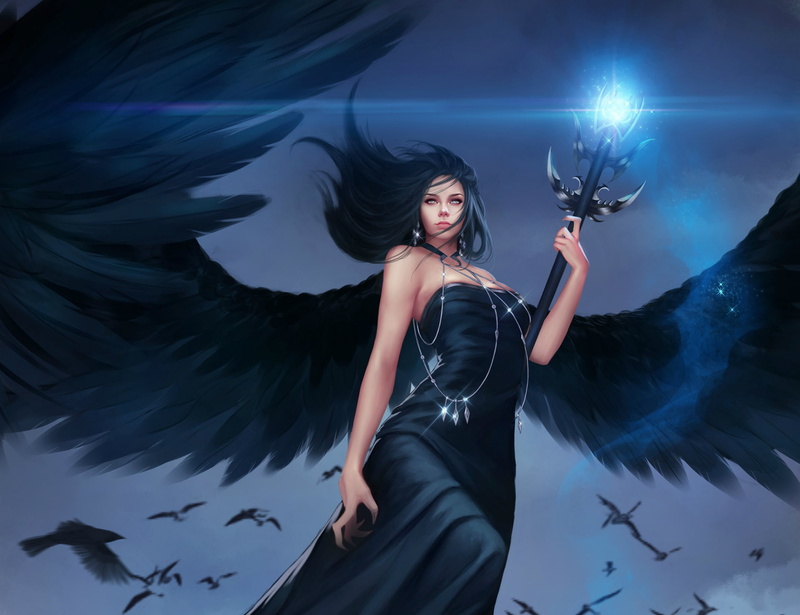 look, wings, birds, fallen angel, 1080P, girl, flight, art, fiction