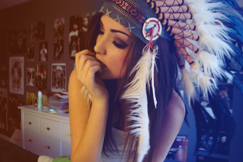 headdress, beauty, waist up, beautiful people, looking, portrait, model, feathers, beautiful woman, fashion, women, adult, face, long hair, one person