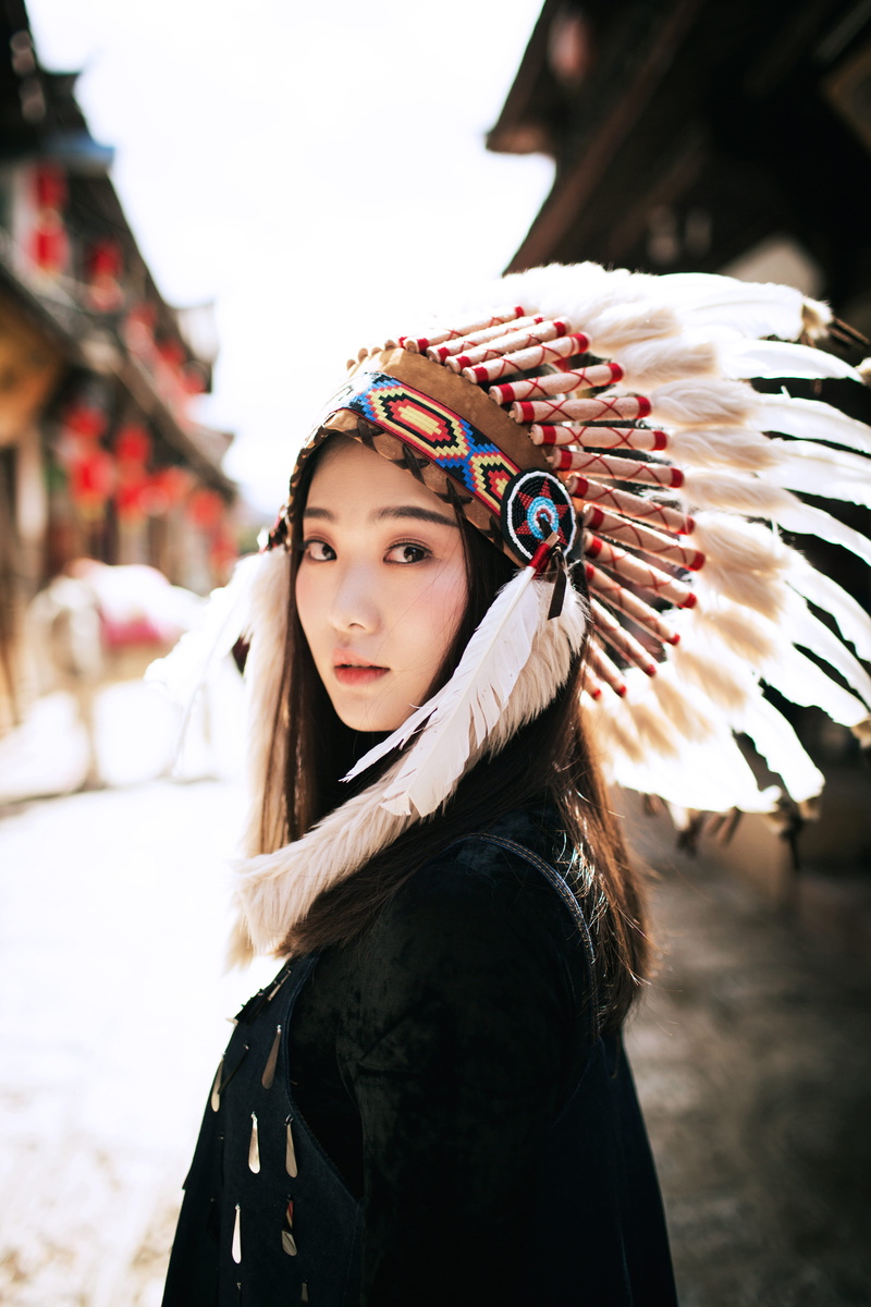 clothing, white, native, lifestyles, young women, warm clothing, woman in white, hat, females, cultures, beautiful, standing, hairstyle, leisure activity
