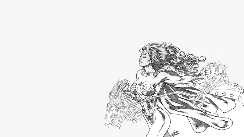woman, sketch, white, cartoon/comic, bw, 1080P, drawing, hd, dc, wonder